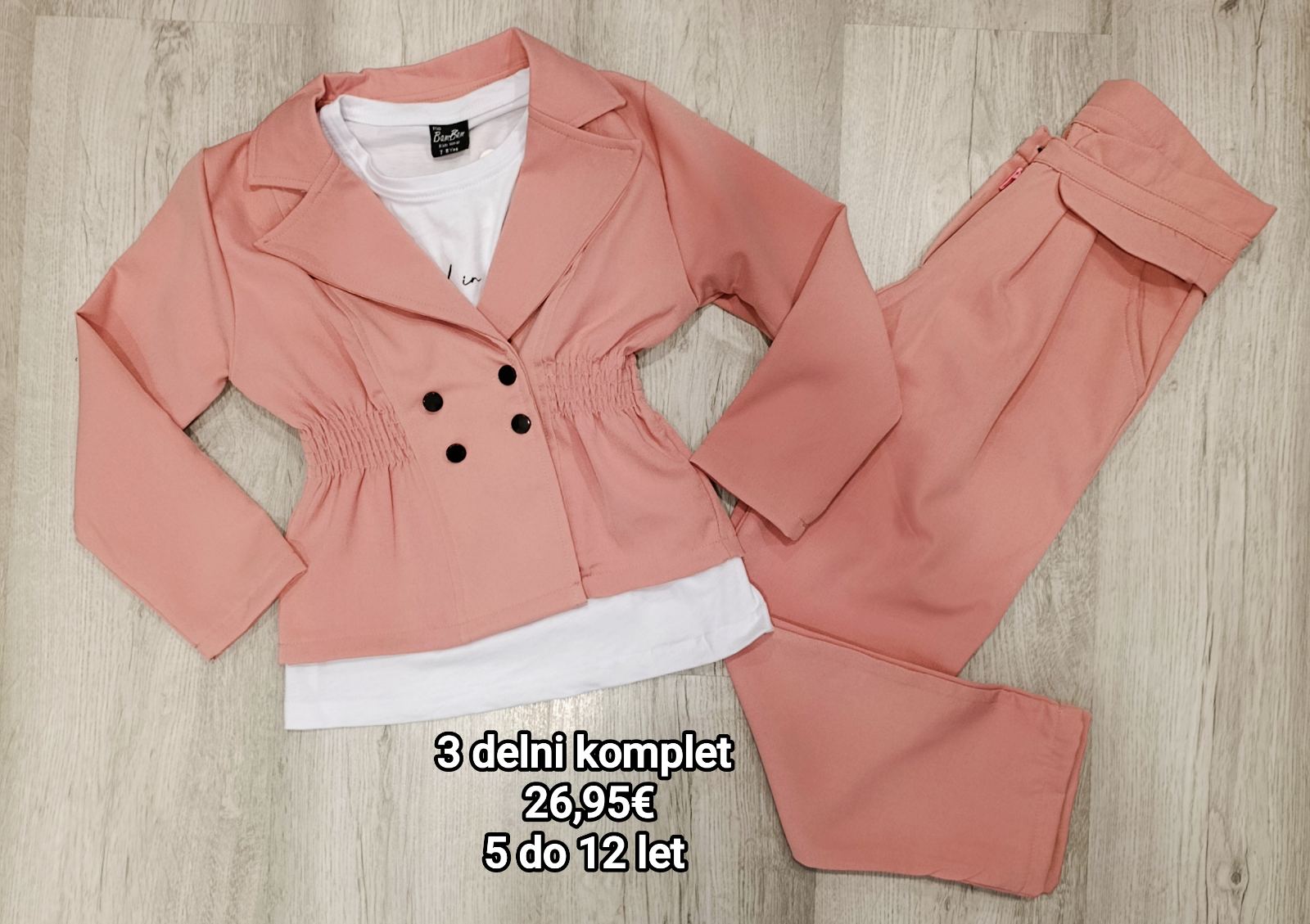 Dekliški 3 delni komplet - roza