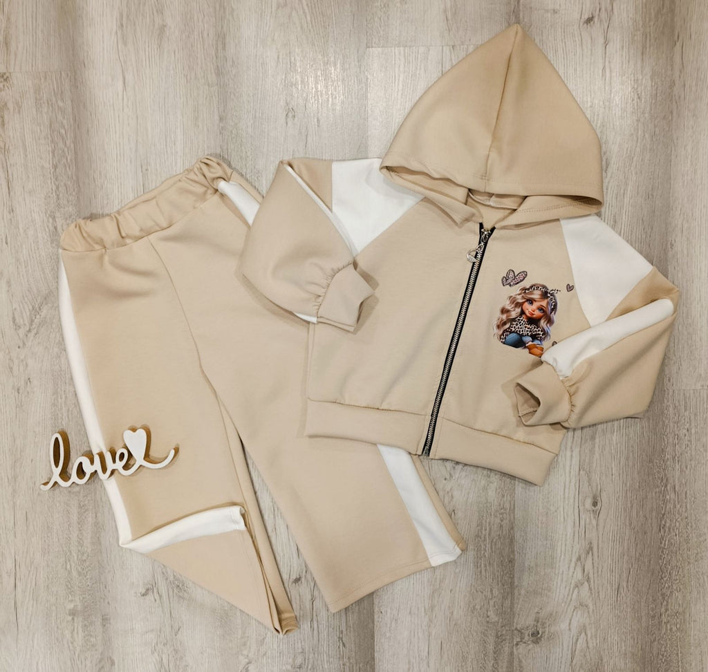 Dekliški komplet 2 delni - bež