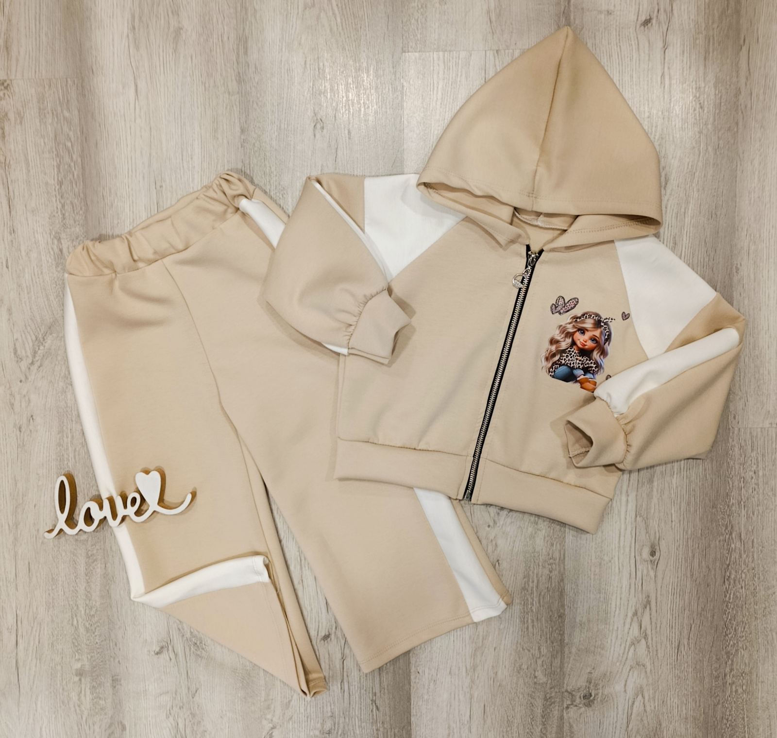 Dekliški komplet 2 delni - bež