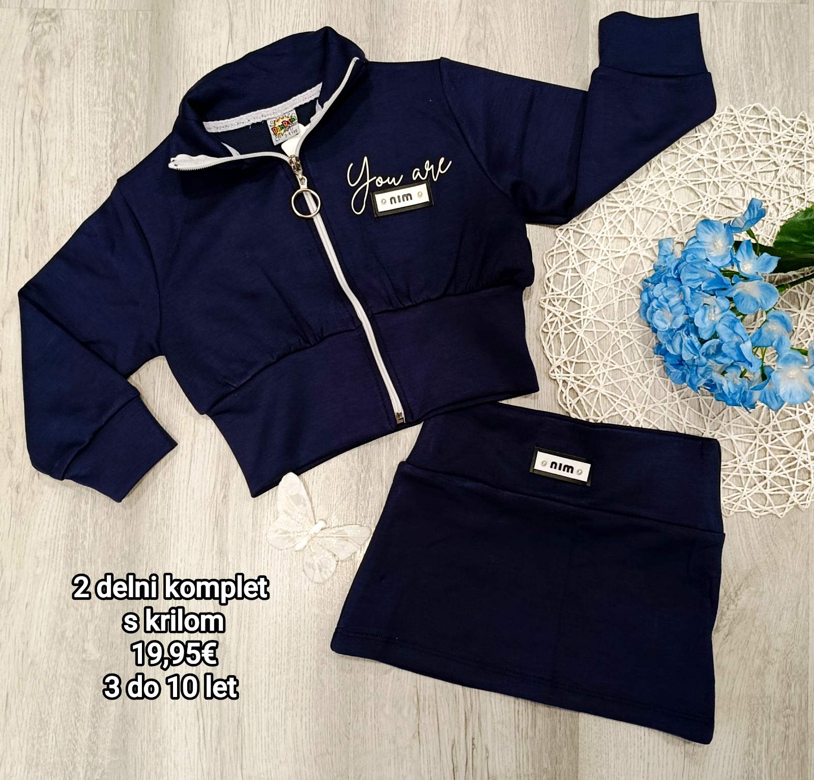 Dekliški 2 delni komplet z krilom