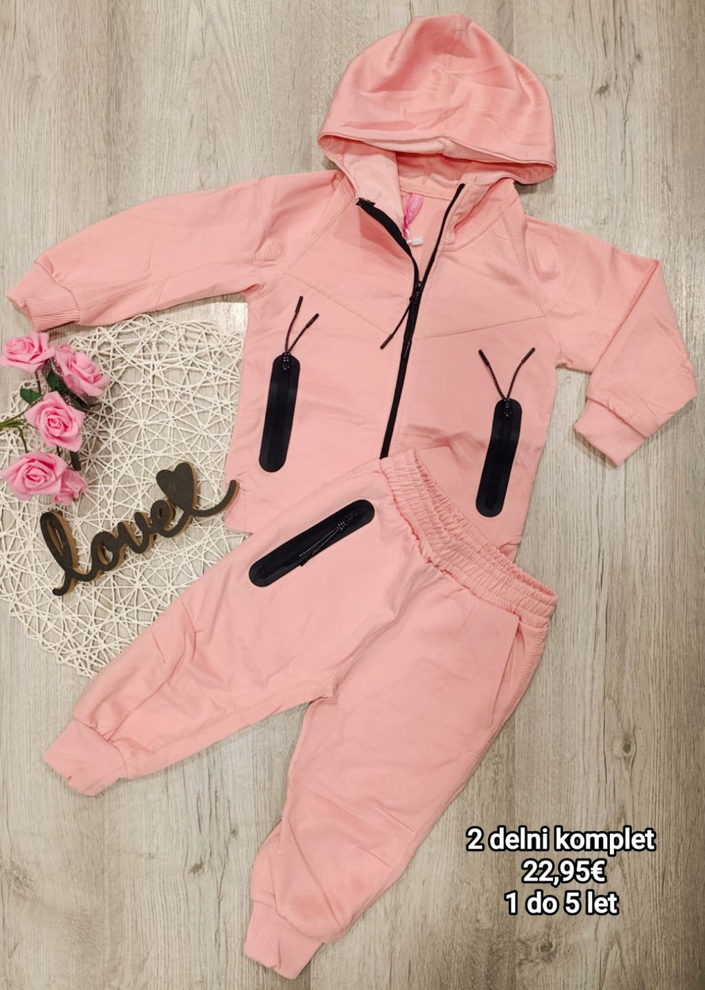 Dekliški 2 delni komplet -Roza