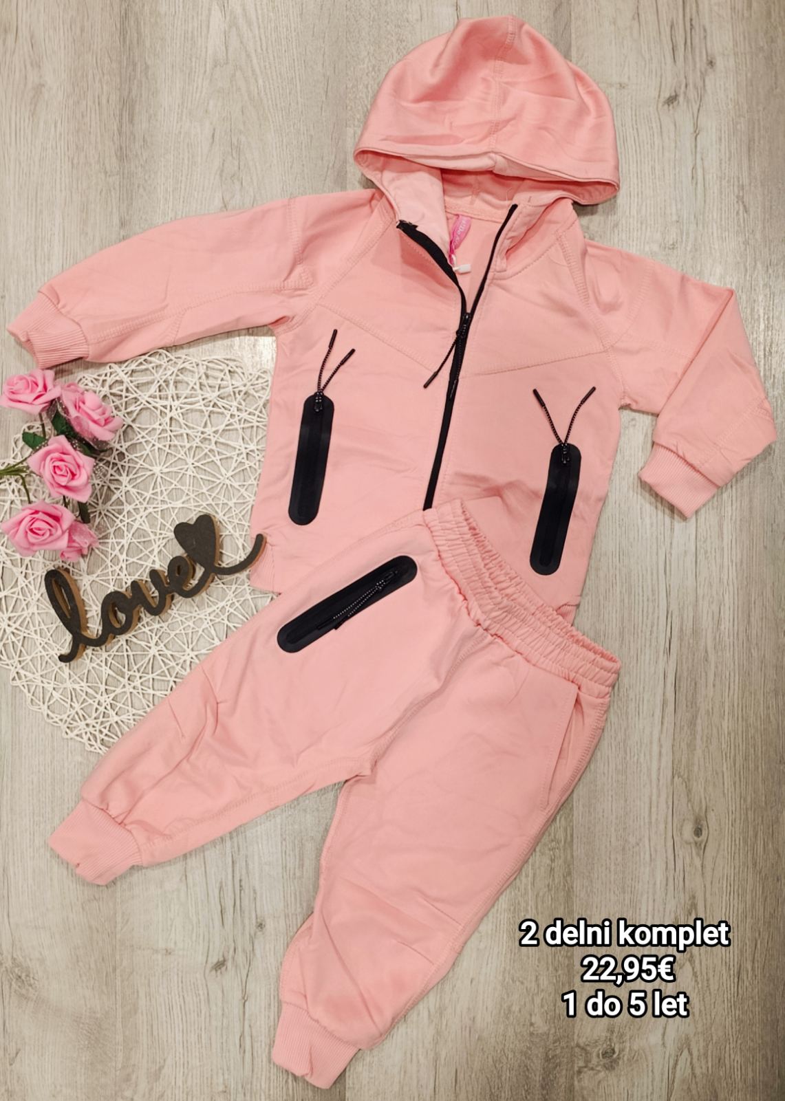 Dekliški 2 delni komplet -Roza