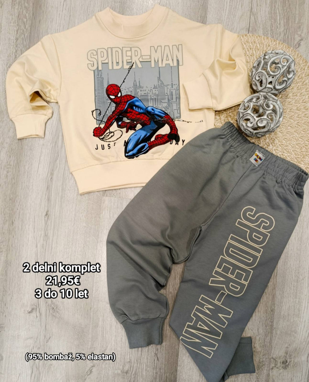 2 delni komplet Spiderman-siv