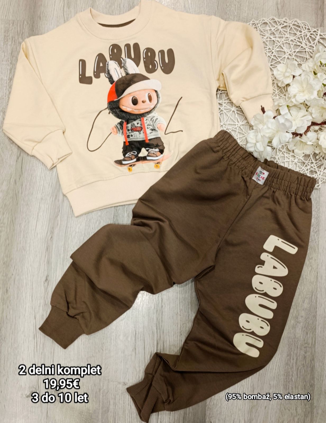 2 delni komplet Labubo-rjav