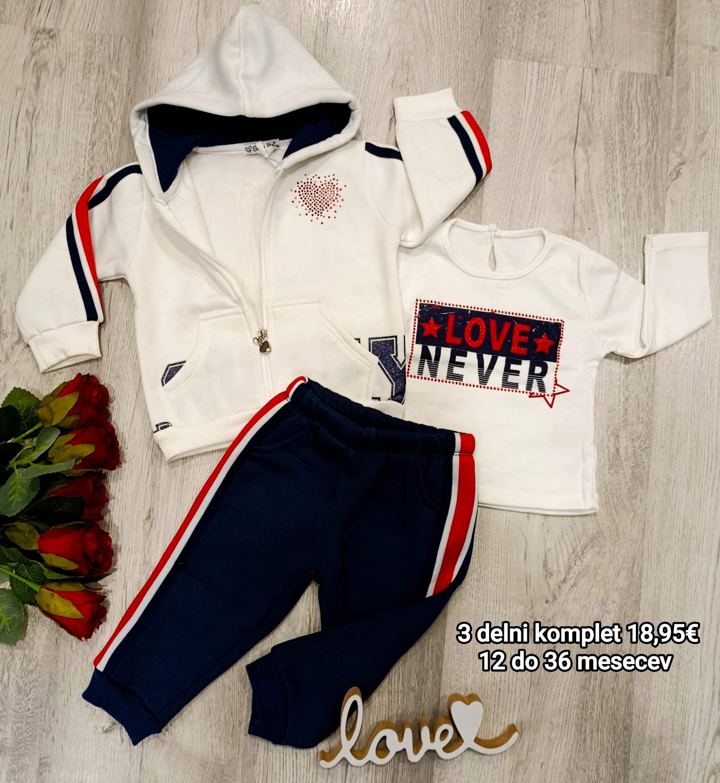 3 delni dekliški komplet (12-36 mesecev)