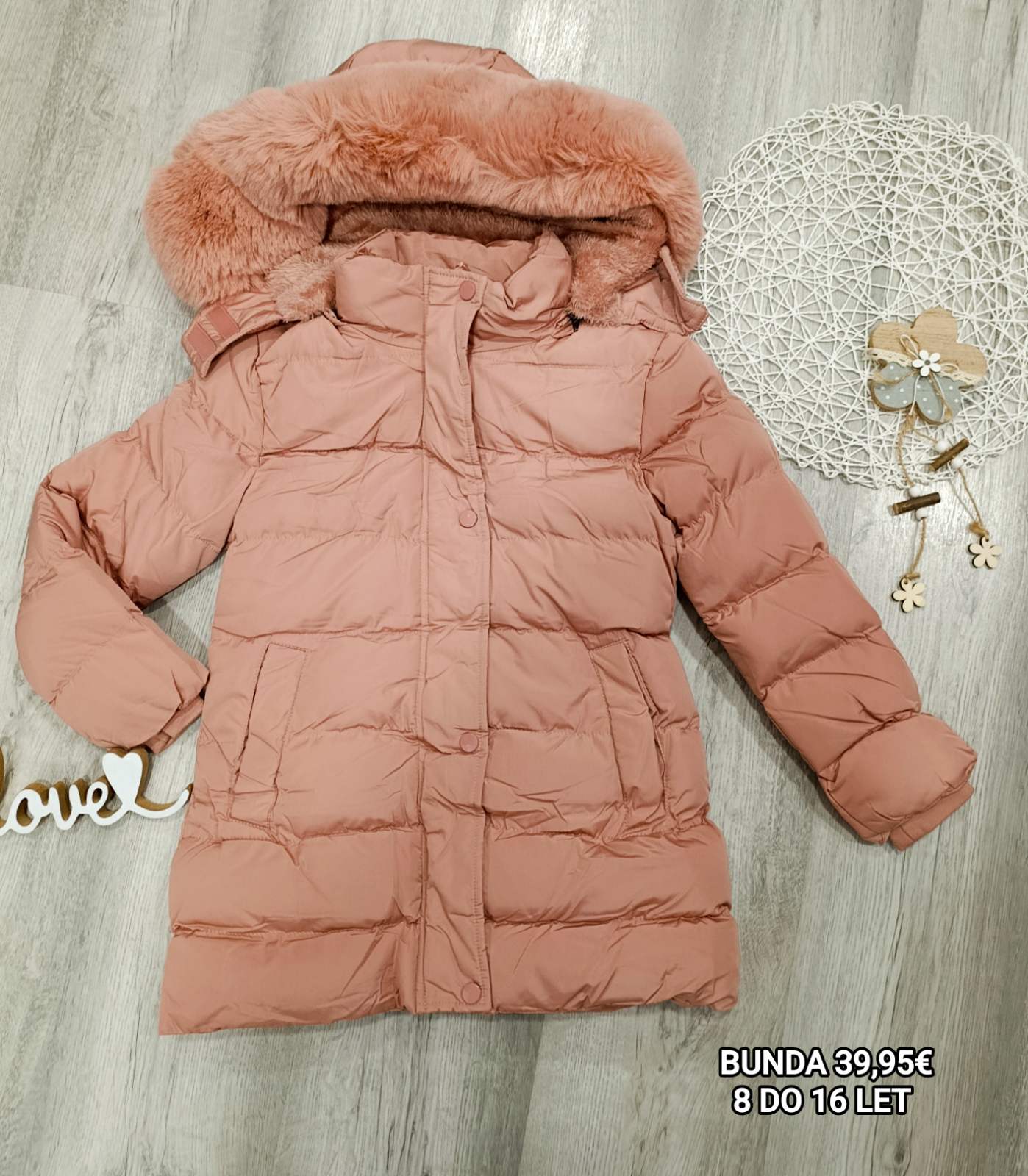 Dekliška zimska bunda+kapuca