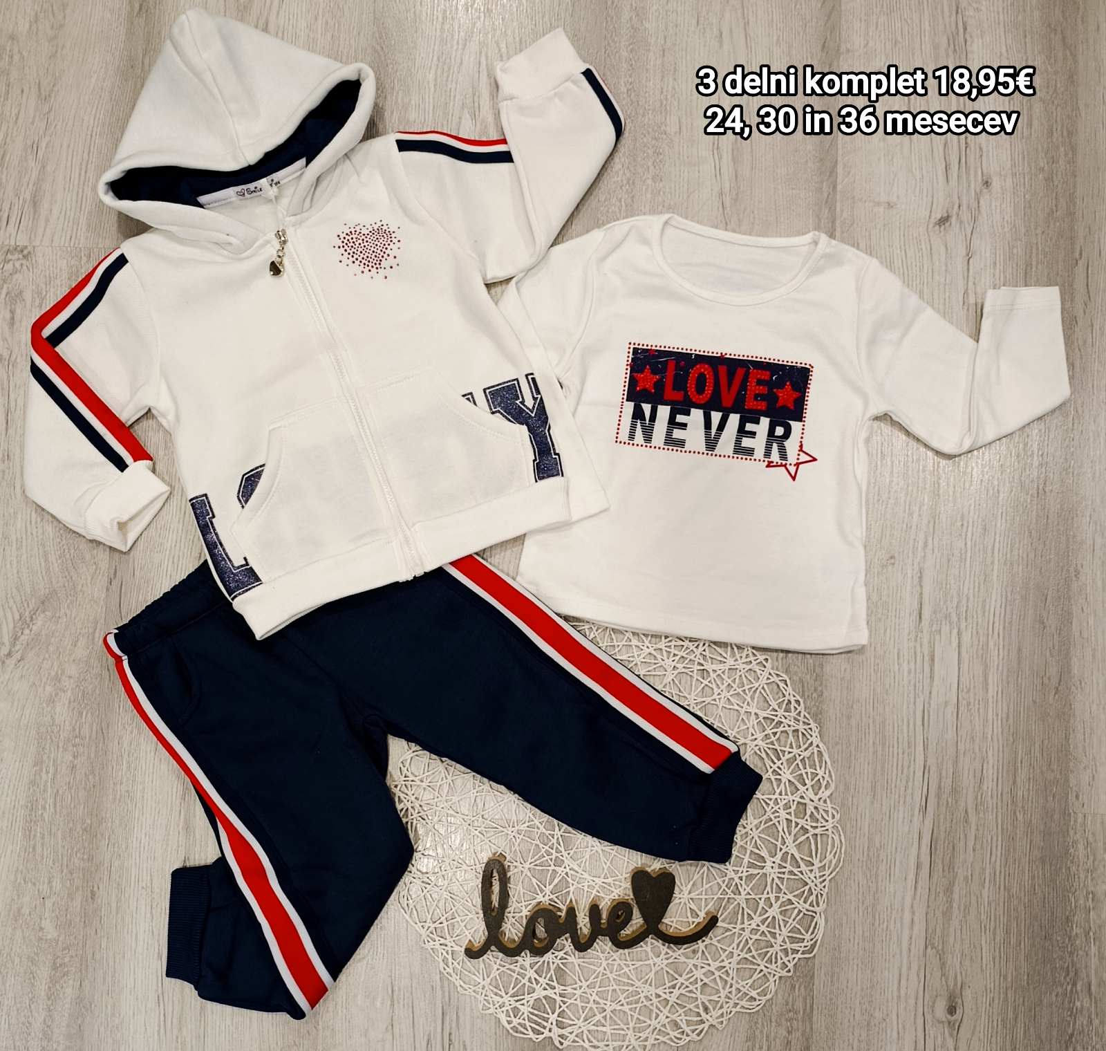 3 delni dekliški komplet (12-36 mesecev)