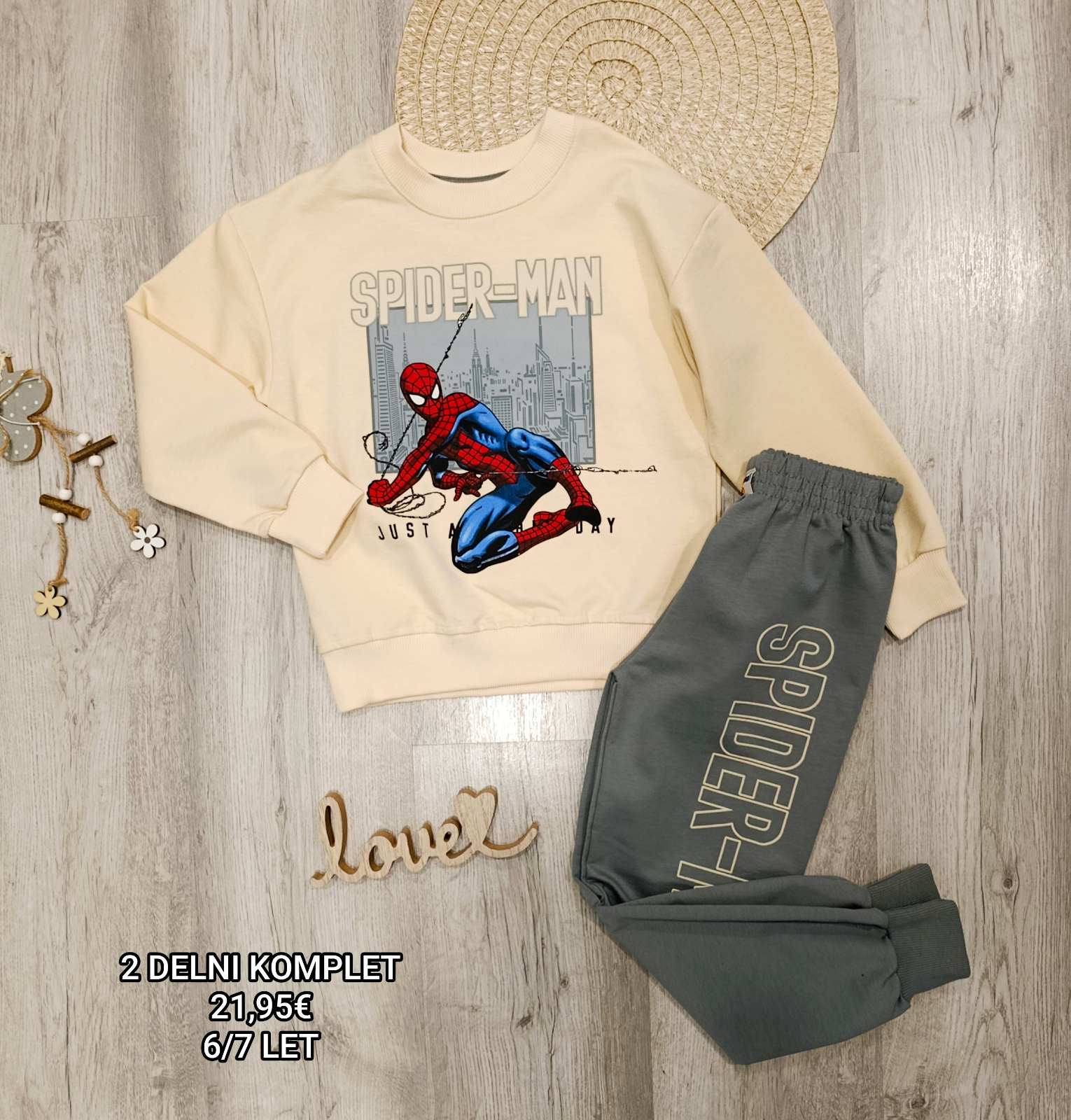 2 delni komplet Spiderman-siv