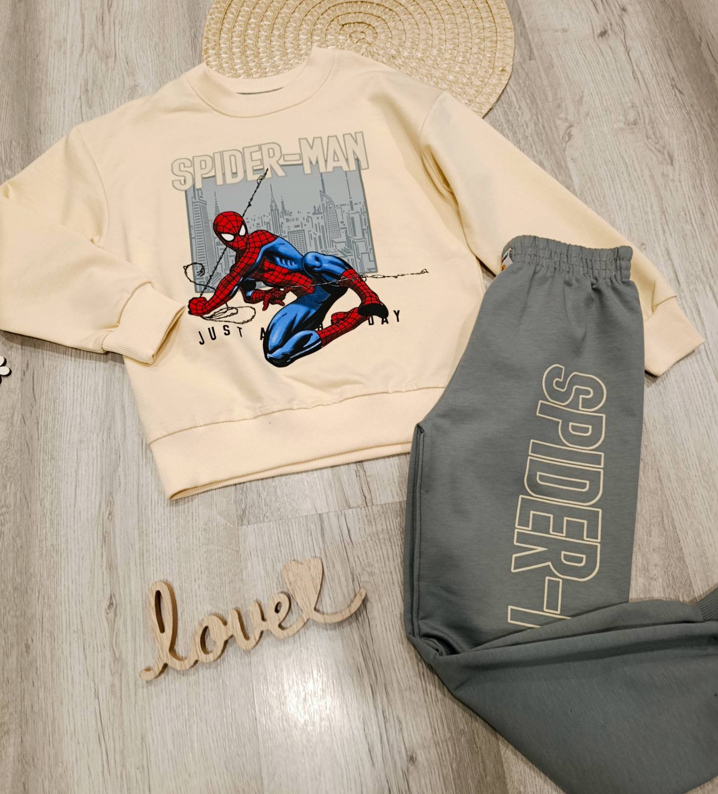 2 delni komplet Spiderman-siv