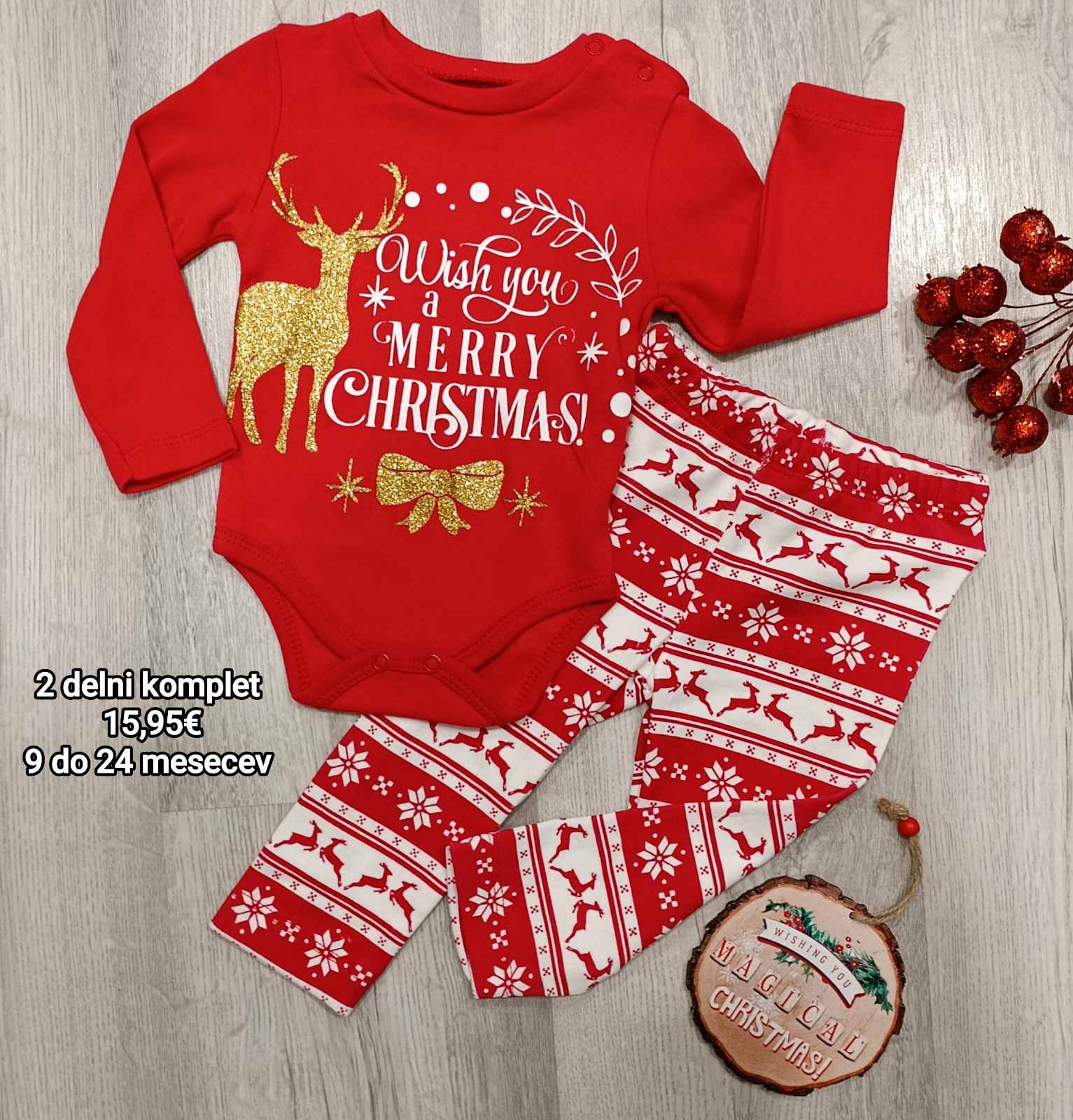 2 delni božični komplet-body