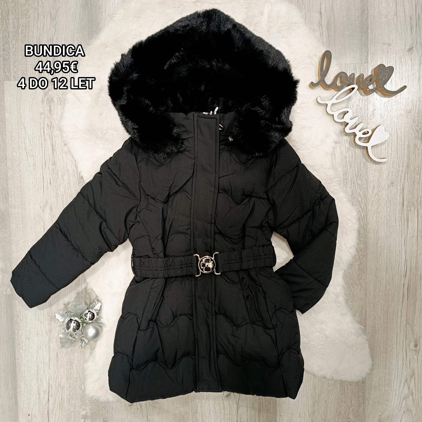 Dekliška zimska bunda+kapuca