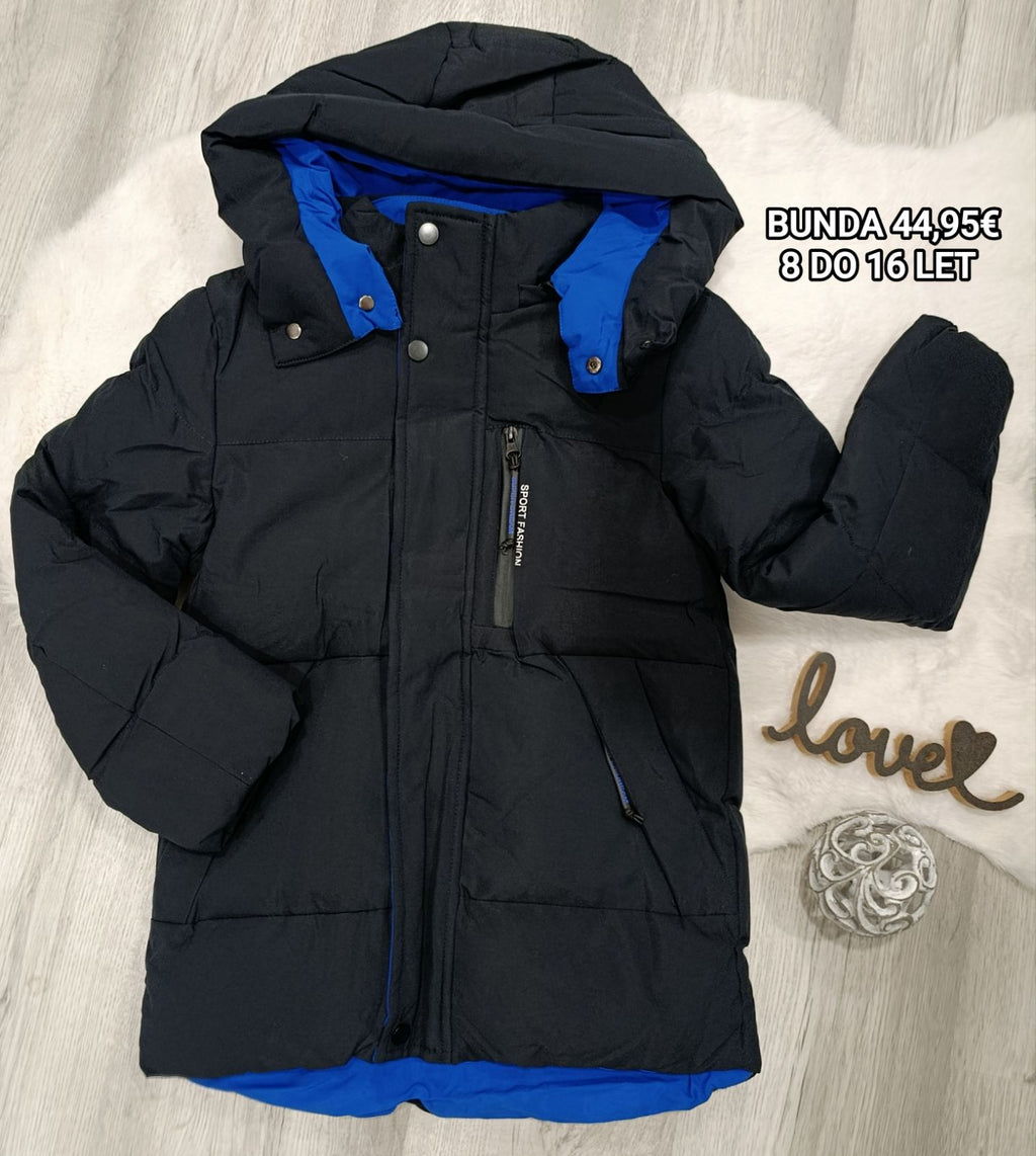 Fantovska zimska bunda + kapuca, 8-16 let