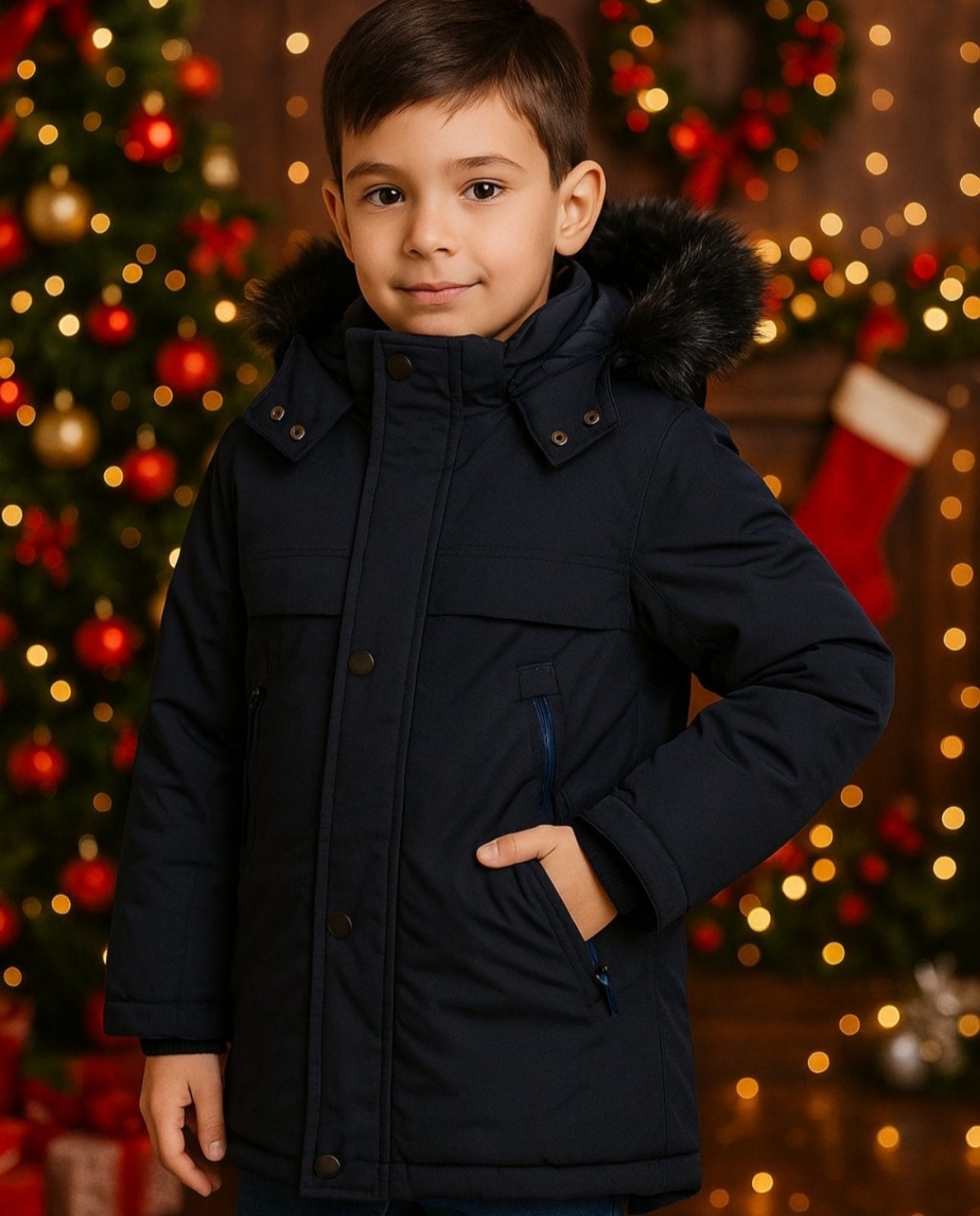 Fantovska zimska bunda + kapuca, 8-16 let