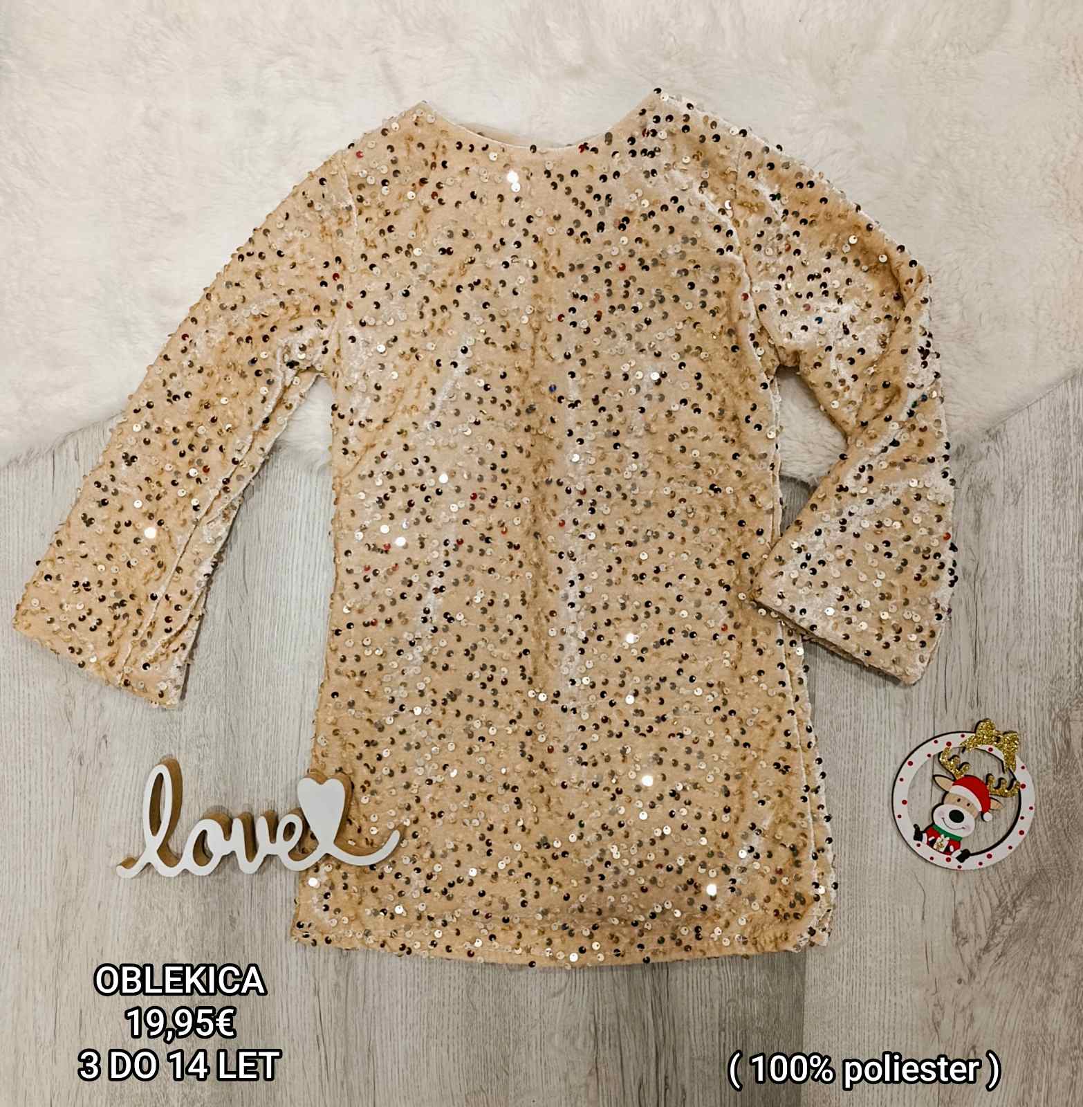 Oblekica z bleščicami 3-14 let