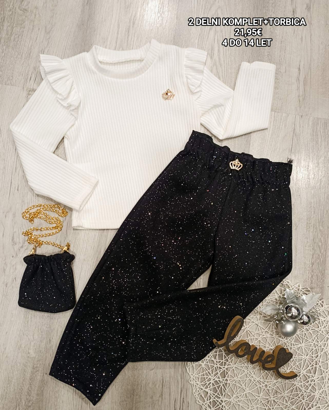 2 delni komplet+torbica-črn (4-14let)
