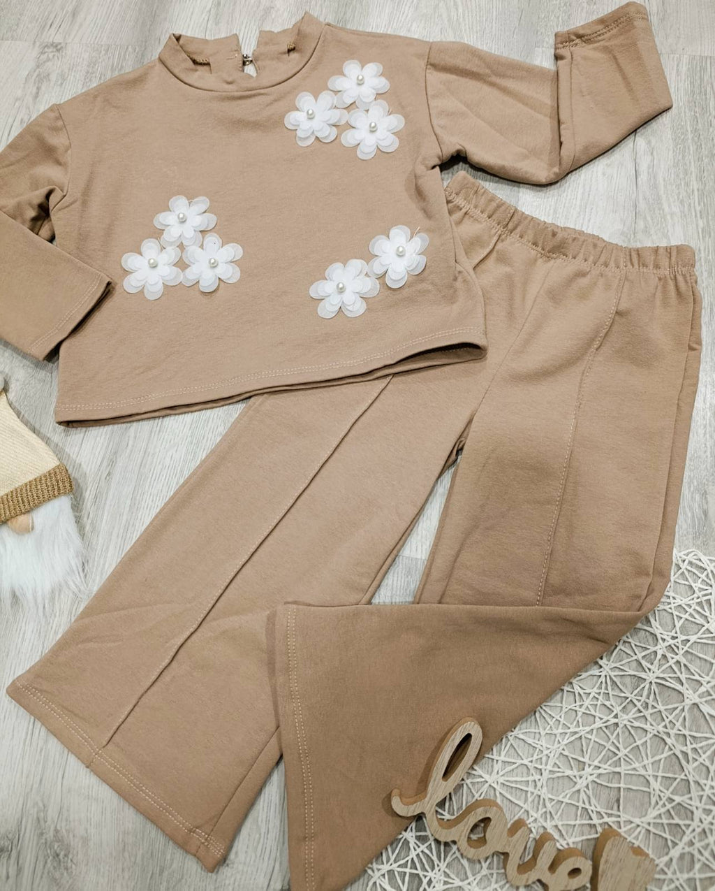 2 delni komplet-bež rožica (4-14let)