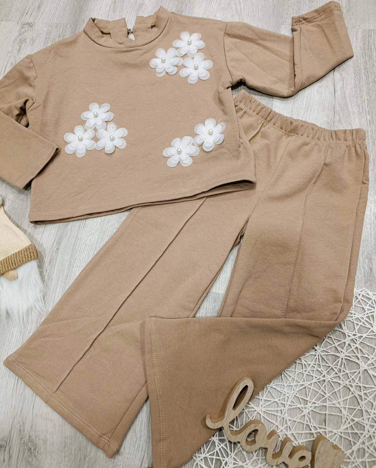 2 delni komplet-bež rožica (4-14let)