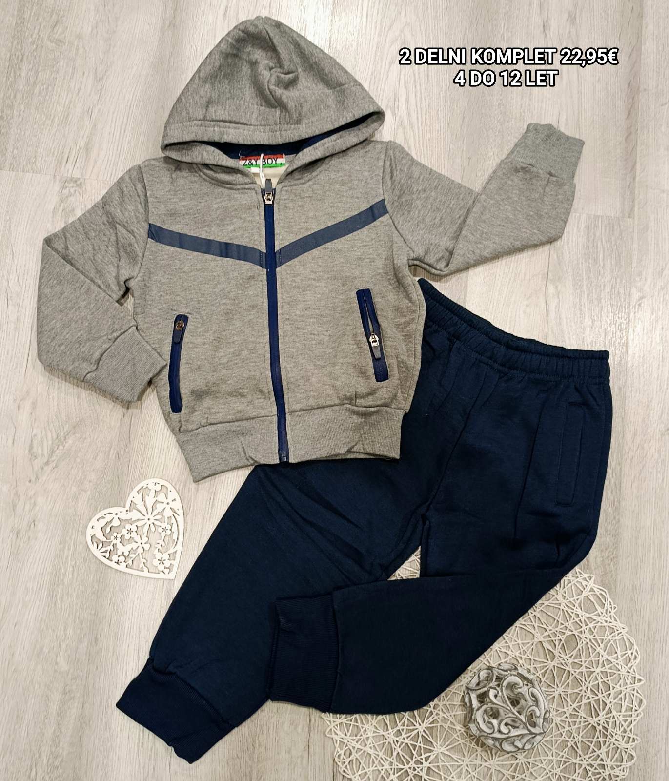 Fantovski 2 delni komplet- siv (podložen)