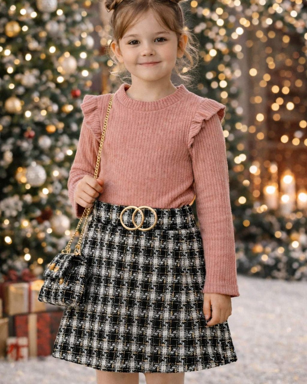 Oblekica+torbica-roza-karo (2-12let)