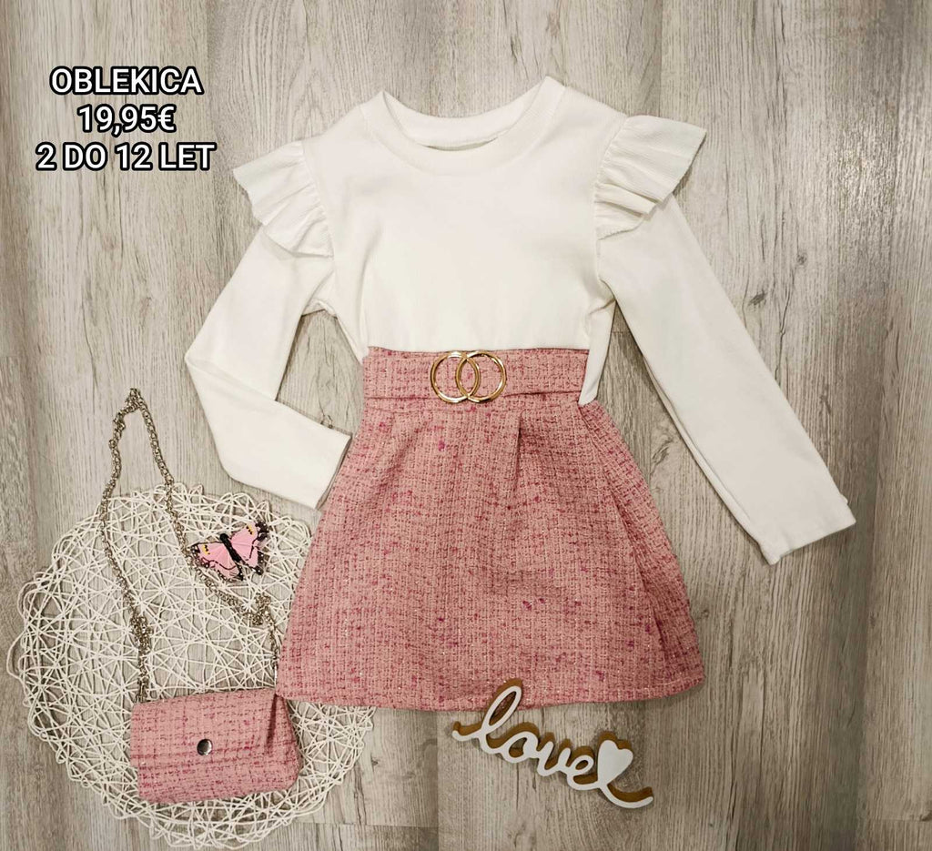 Oblekica s torbico-roza (2 do 12 let)
