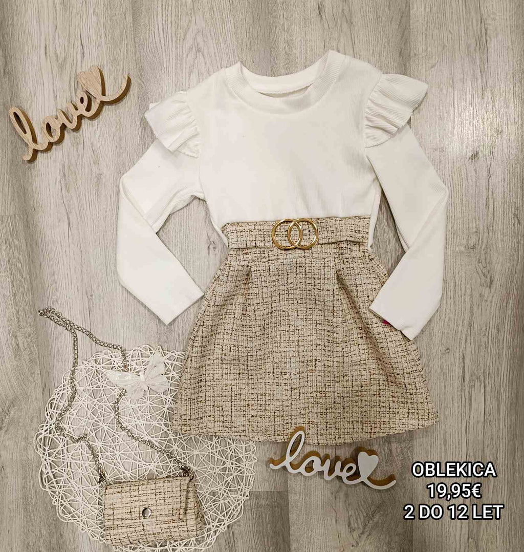 Oblekica s torbico-bež ( 2 do 12 let)