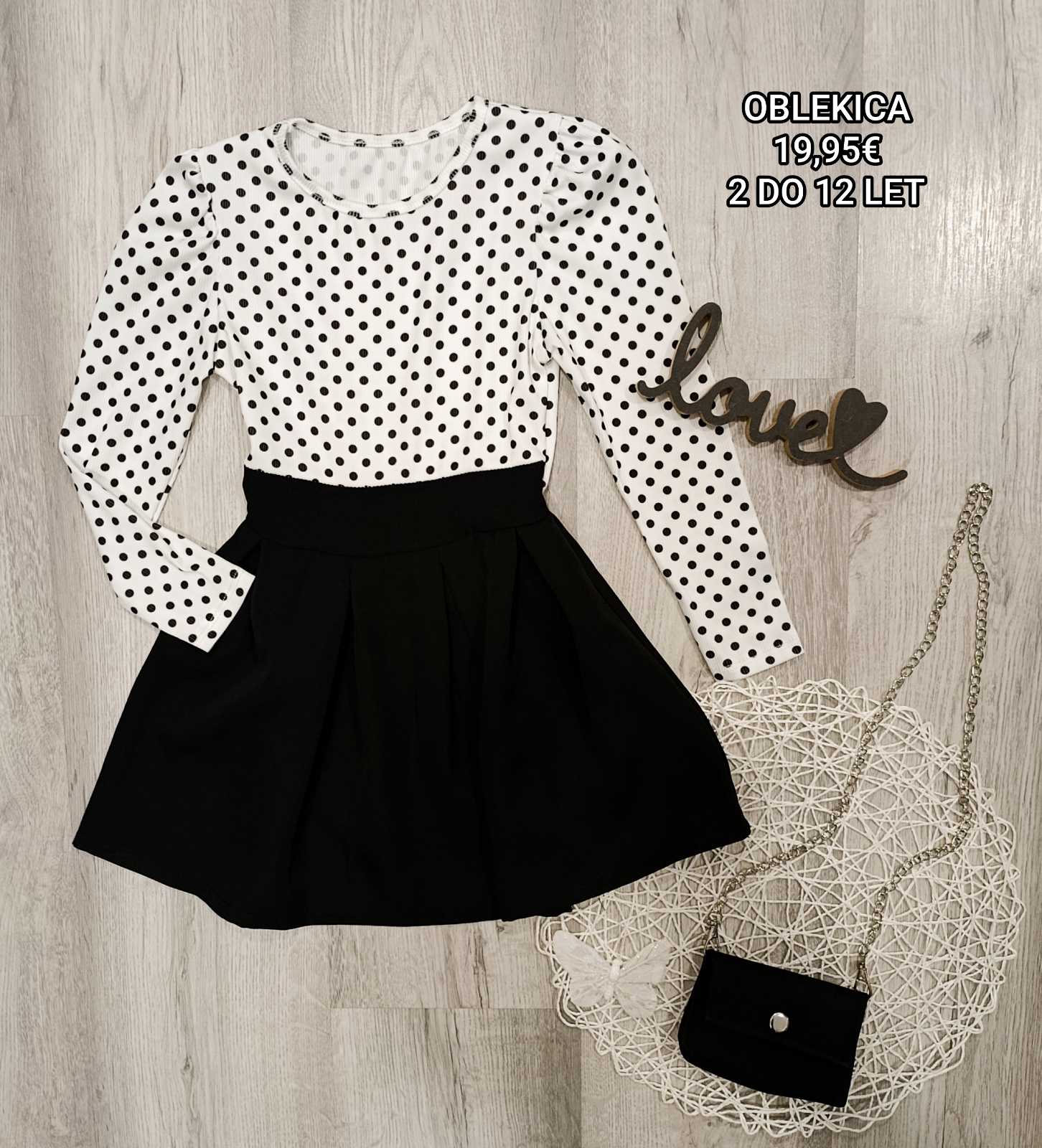 Oblekica s torbico-črna ( 2 do 12 let)